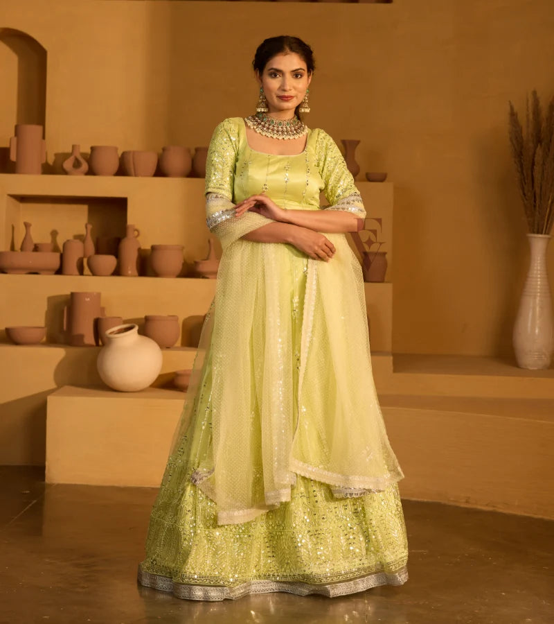 Light green lehenga graceful look
