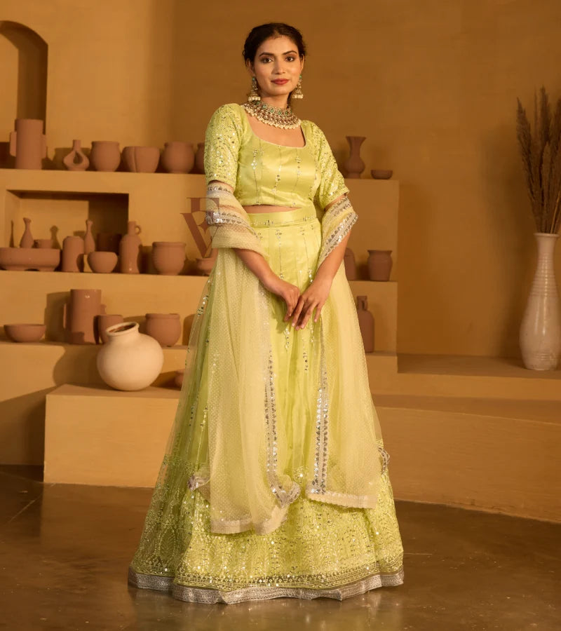 Light green lehenga graceful look