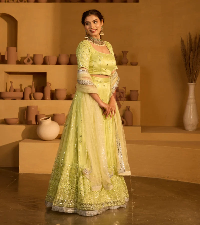 Light green lehenga graceful look