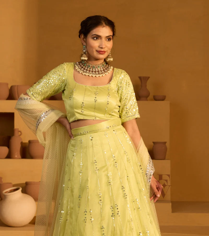 Light green lehenga graceful look