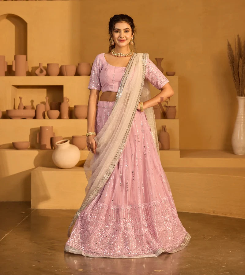 Lavender lehenga elegant look