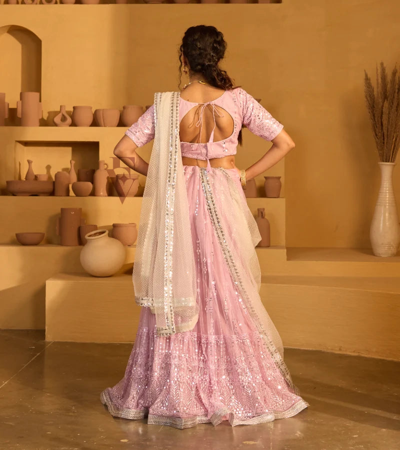 Lavender lehenga elegant look