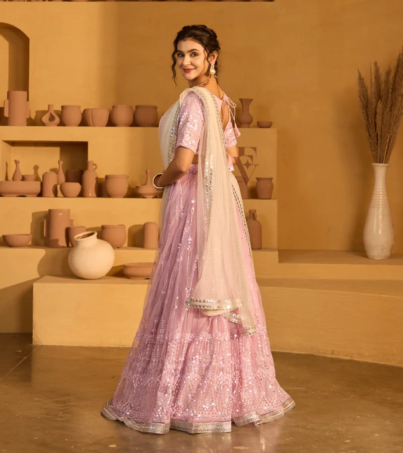 Lavender lehenga elegant look