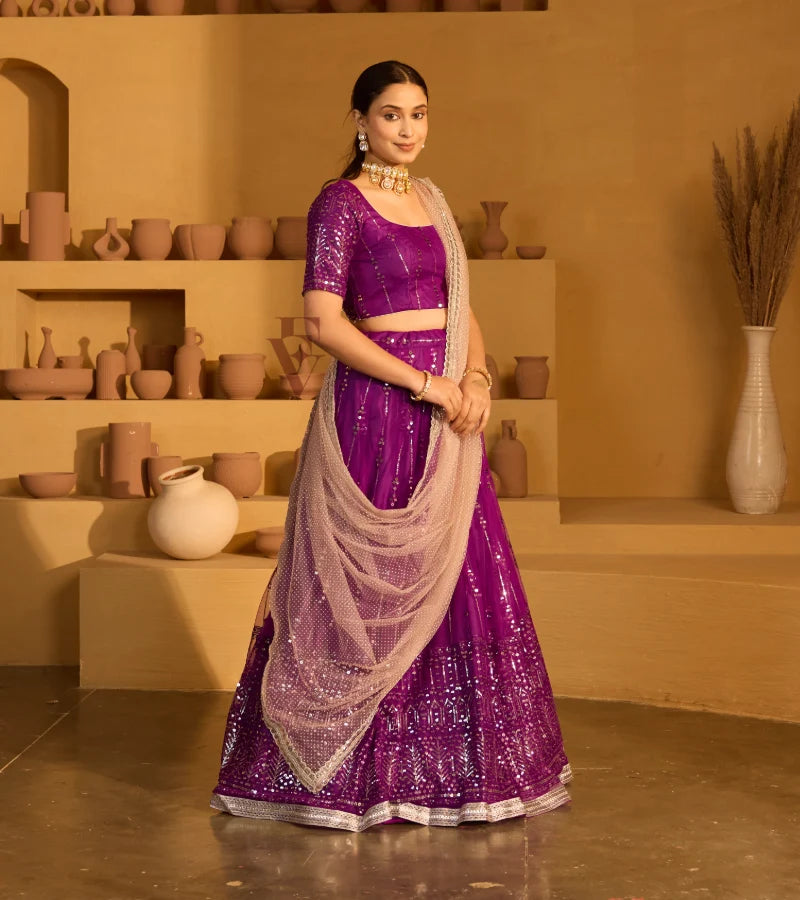 Dark violet lehenga