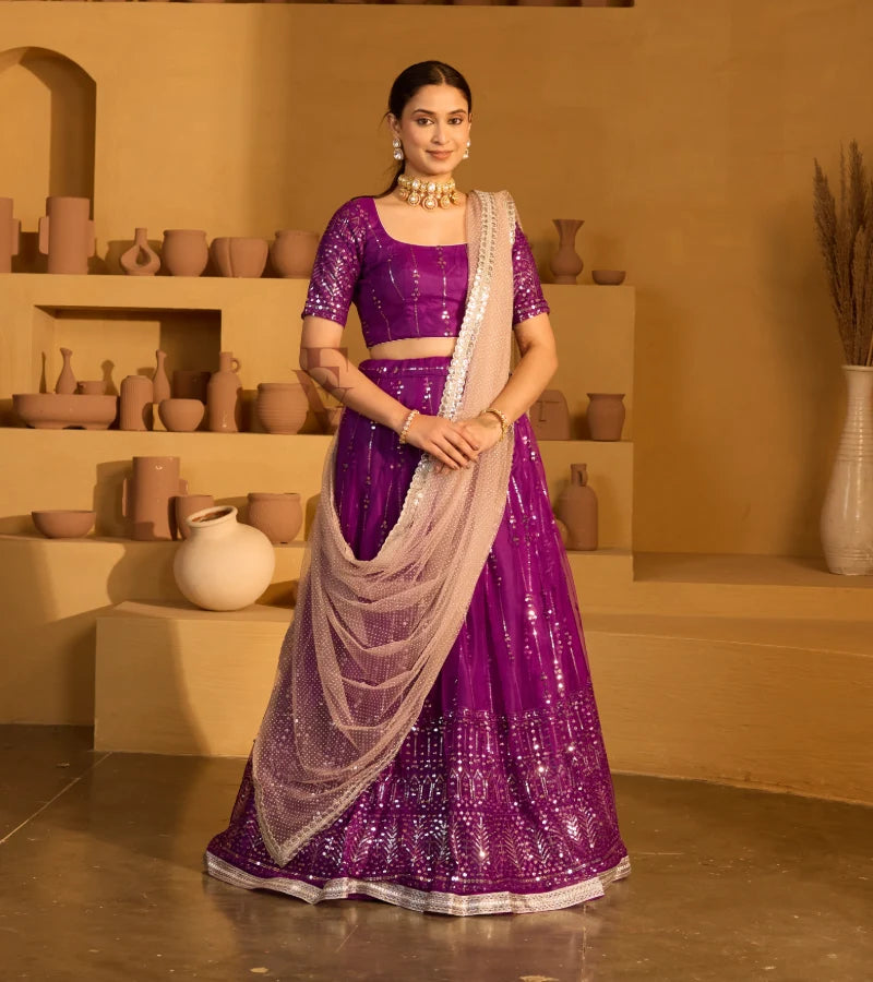 Dark violet lehenga
