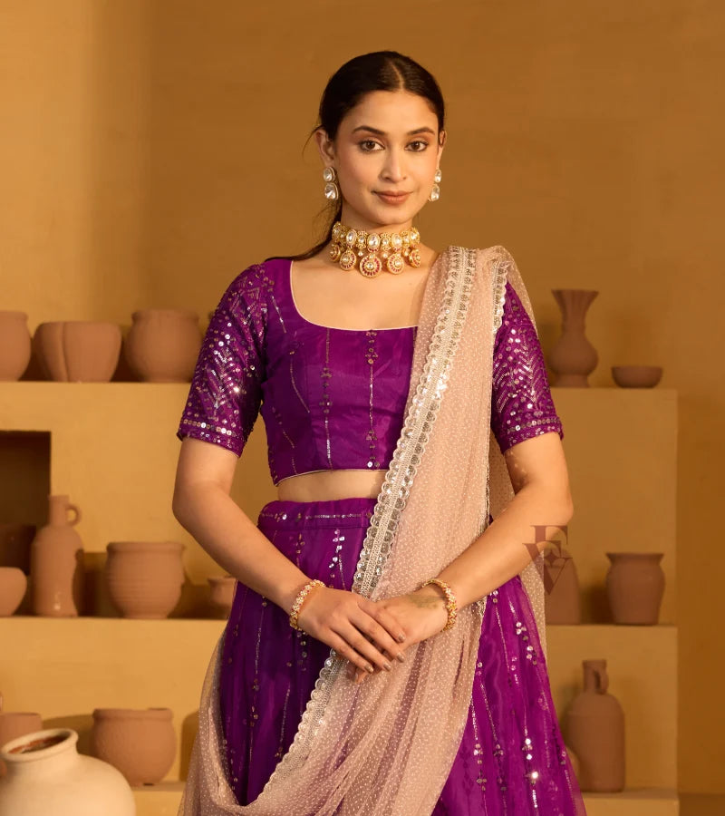 Dark violet lehenga