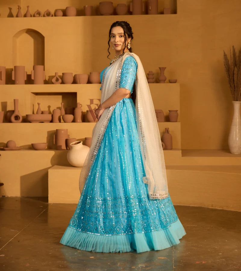 Sky blue lehenga