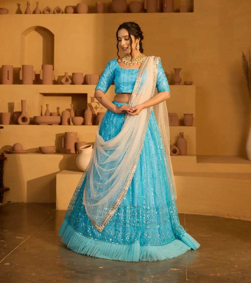 Sky blue lehenga
