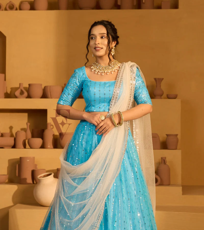 Sky blue lehenga
