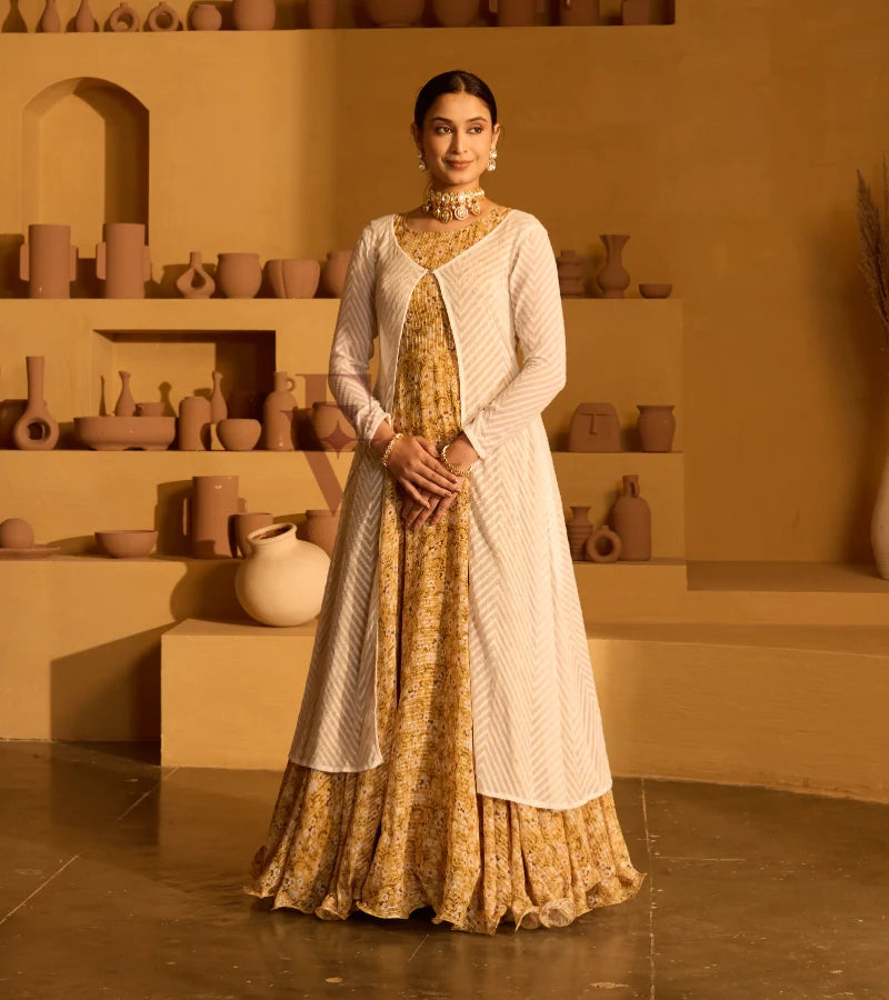 A yellow georgette gown