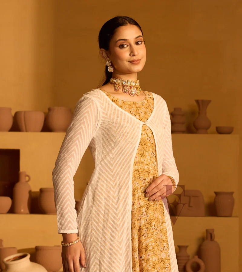 A yellow georgette gown