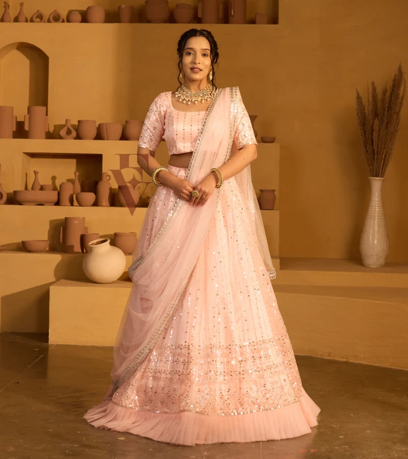 peach lehenga