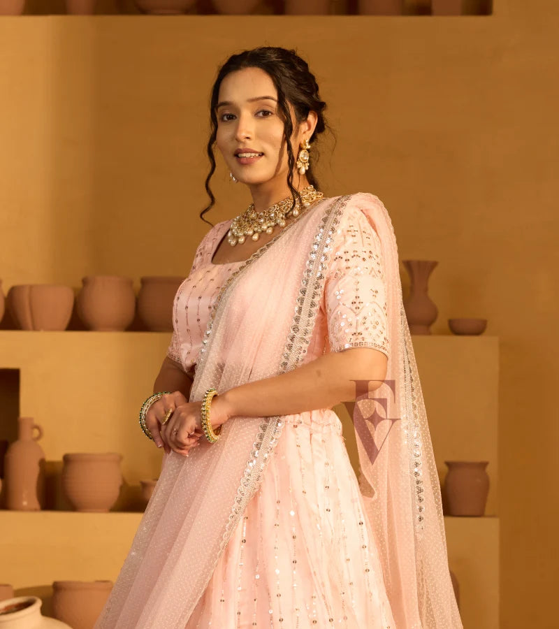 peach lehenga