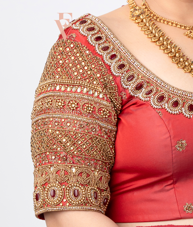 Deep Brick Red Silk Cotton Blouse