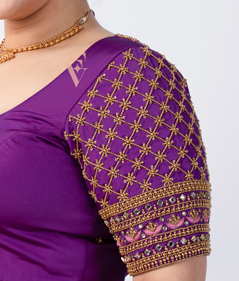 A purple silk cotton blouse